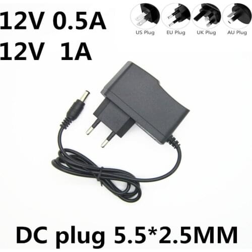 1PC AC 100-240V DC 12V 0.5A 0.8A 1A Converter power Adapter Charger Power Supply 12 V Volt for LED light strips EVD CCTV