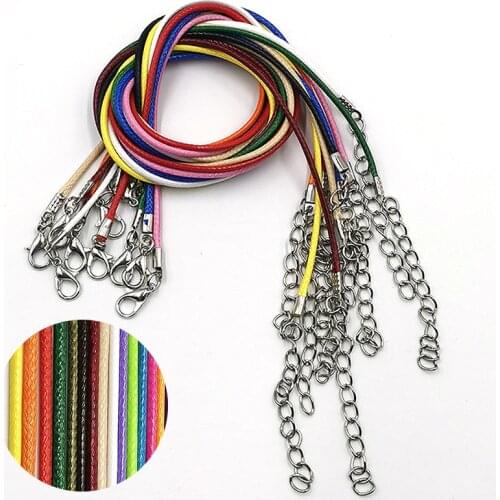 10Pcs 1.5 2mm Leather Cord Necklace With Lobster Clasp Adjustable Braided Rope For Jewelry Making DIY Necklace Bracelet Findings