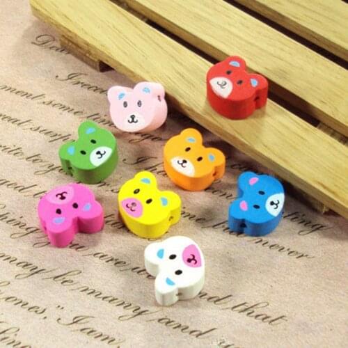 100pcs/lot Wholesale Mixed Wood Beads Little bear Wooden Beads For DIY jewelry Finding 15*16MM 018001037