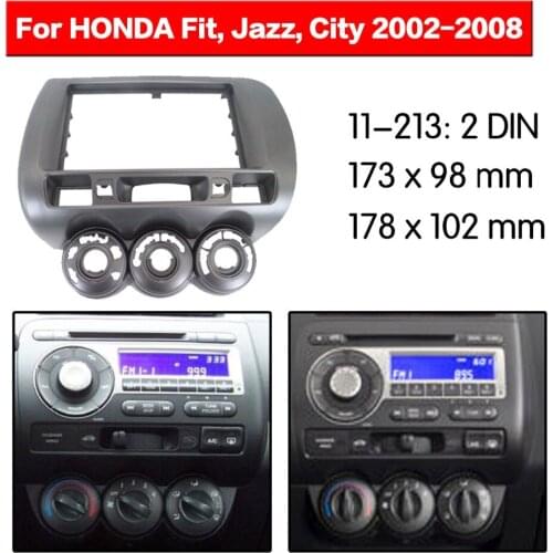 11-213 2 din Radio Fascia for HONDA Fit Jazz City 2002-2008 Double Din Radio DVD Stereo CD Panel Dash Mount
