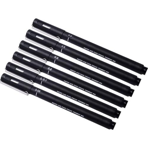 6Pcs Needle Archival Pen Black Fineline Pen Ball Pin Drawing Fineliner Pen 005 01 02 03 05 08 Needle Archival Pen