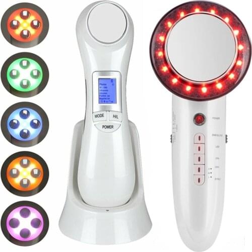 6 in 1 EMS Mesotherapy RF Radio Frequency Facial Beauty Device+Ultrasonic Infrared Face Body Slimming Skin Firming Fat Massager
