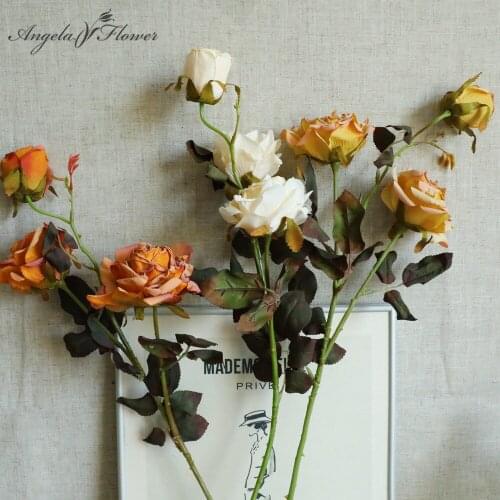 74cm Dry burned Rose Artificial Flower 3 Head Bouquet Silk Peony Home Table Garden Wedding Decor Birthday Christmas Supplies