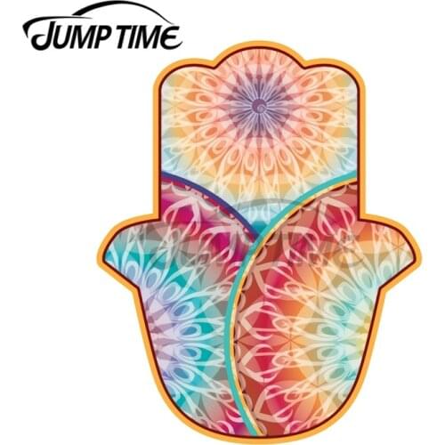 JumpTime 13 x 6.8cm For Colorful Hamsa Mandala Car Stickers Waterproof Laotop Decal Windshield Surfboard Cartoon Vinyl Car Wrap
