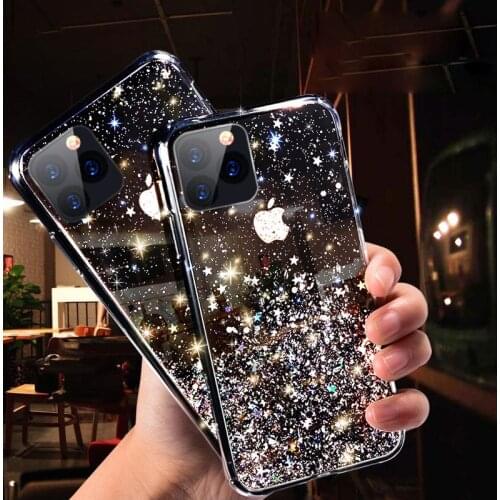 LOVECOM Glitter Bling Star Sequin Case For iPhone 12 Mini 11 Pro Max XR XS Max 6 6S 7 8 Plus X Transparent Soft Phone Back Cover
