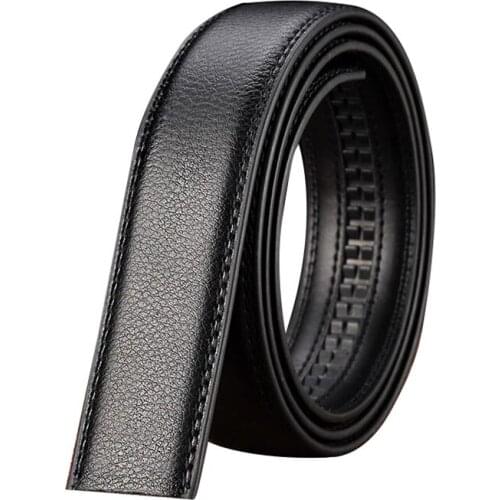 BMBY-Luxury Mens Leather Automatic Ribbon Waist Strap Belt Without Buckle Black