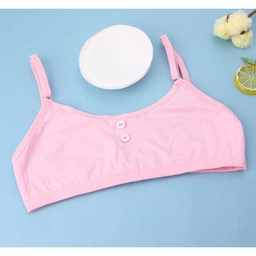 Young Girls Solid Soft Cotton Bra Puberty Teenage Breathable Underwear Kid Cloth D7YD