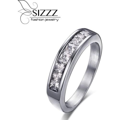 SIZZZ Elegant 4mm wide engagement rings female AAA+ CZ Stone wedding Rings for women wedding jewelry
