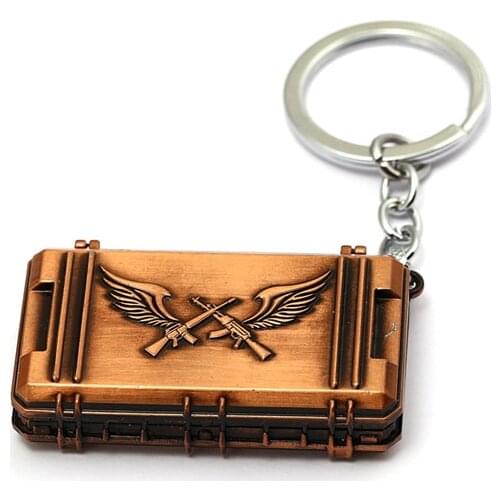 Game Pubg Treasure Box Keychain PUBG Triumph Crate Wings With Key Chain Ring Holder Pendant llaveros Porte Clef Men Jewelry