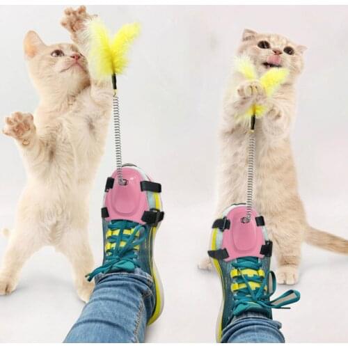 Cat Teaser Wand Interactive Cat Stick Feather Toy For Shoes Cat SuppliesSmall Foot ToysSpring Funny Cat Stick