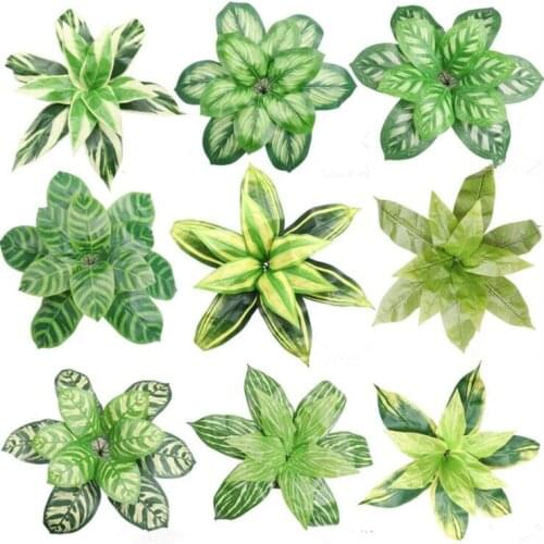 Artificial Plants Arrowroot Plastic Green Plants Leaves Fake Flower Plant Wedding Home Decoration Table Decors