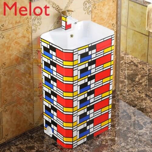 European classical ceramic floor-to-ceiling color washbasin column washbasin toilet column basin washbasin basin