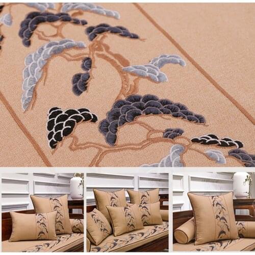 Chinese embroidery linen fabric for sewing pillowcase table runner polyester fabric