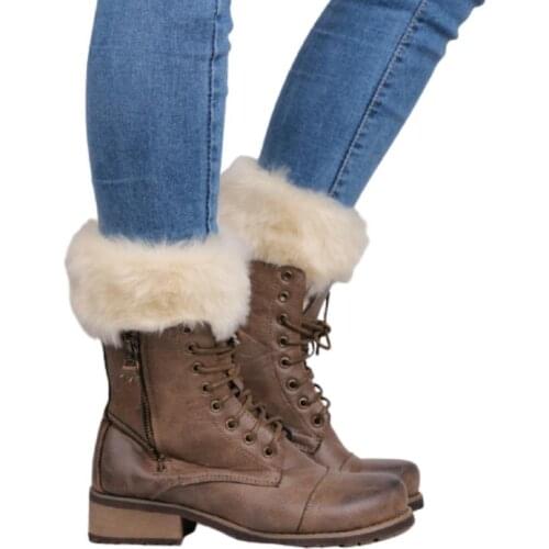 New European And American Winter New Short Crocheted Warm Socks Christmas Furry Foot Covers Short Woolen Shoe Covers