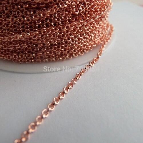 Rose gold 2mm O round cable chain necklace chain for jewelry findings/10meter/100meter option