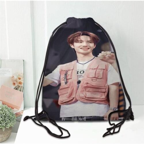 Hot UNIQ Wang Yibo Li Wenhan Printed backpack drawstring bag satin soft shoe bags to school custom Logo bags for women