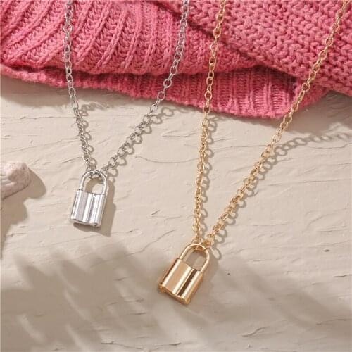 Fashion Lock Pendant Necklace Chain On The Neck With Lock Punk Jewelry Gold Color Necklace For Women Party Jewelry Gifts