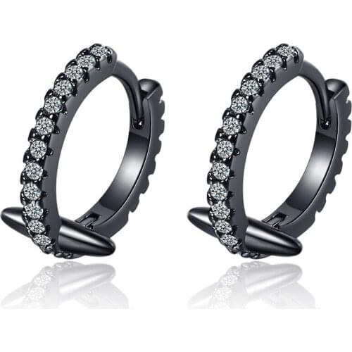 Fashion New Cubic Zircon Black Rivet Earring Bolt Ring Earring Gold / Silver Color Earring Pendant Charm Womens Jewelry