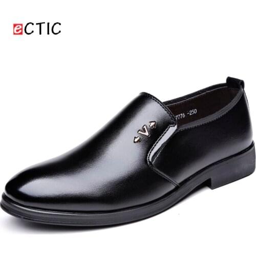ECTIC 2019 New Office Autumn Simple Men Wingtip Shoes Soft Leather Man Formal Rubber Outsole Vintage Retro Swag