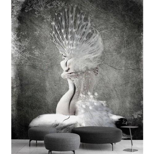 Custom wallpaper 3D/8D mural modern minimalist small fresh abstract geometric landscape wave point home interior background wall