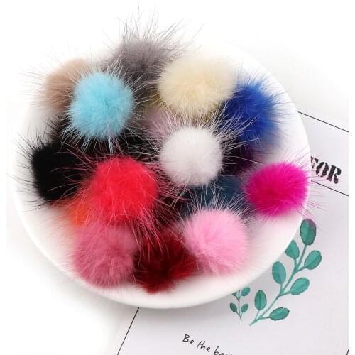 Natural Fur Craft Pompon Ball Lovely 3.5cm Hi-Q Pompoms For Hairpins Barrettes Ornament Girl Hair Accessories 100pcs GR101
