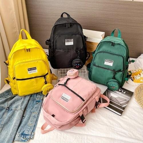 Harajuku Nylon Girl Backpack Cute Teen Girls School Bags Fashion Kawaii Female College Student Book Bag Casual Daily Pack 2021