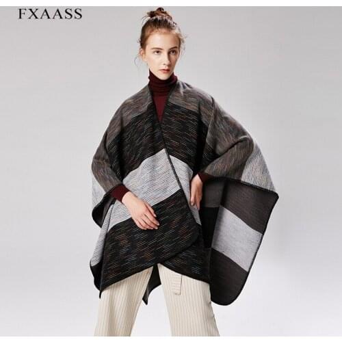 FXAASS New Autumn/Winter Shawl Fashion Poncho Women Scarf for Lady Luxury Blanket Cashmere Scarves Warm Pashmina Wholesale Cape