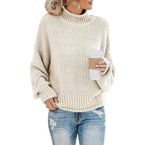 Autumn winter new knitting sweater coat womens fashion Europe thick line high collar loose pullover sweaters womens