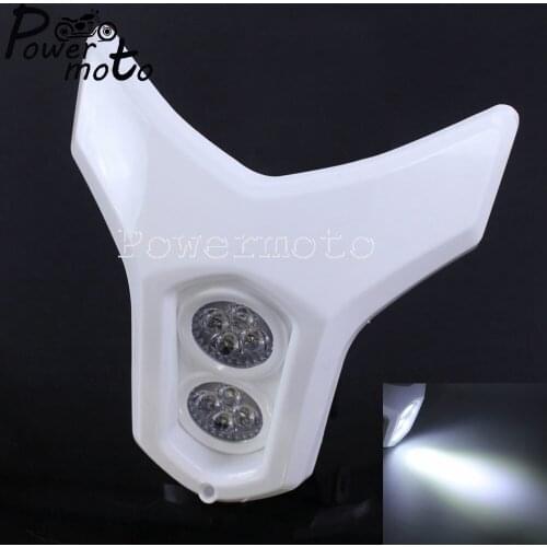 White Motorcycle Dual Twin LED Headlight Fairing Front Headlamp Universal For Honda Yamaha Kawasaki Suzuki Street Dirt Bike