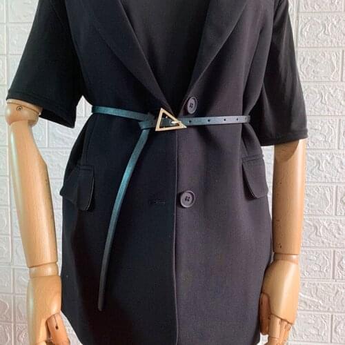 Triangle Buckle Waistband Female Fashion Korean Style 110CM Solid Color PU Leather All-Match Winter Coat Accessories Fine Belts