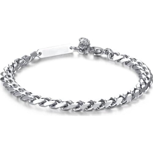 Runda 2021 Custom Name Plate Accessories Men and Women Sweetheart Chain&Link Bracelet Stainless Steel Jewelry