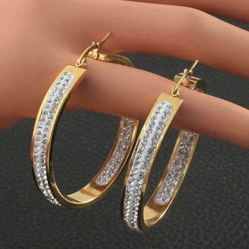 Free Shipping Gold Color Fashion Round Stainless Steel Jewelry Simple Hoop Earrings Personality For Women Girl Gift EGKZBZBD