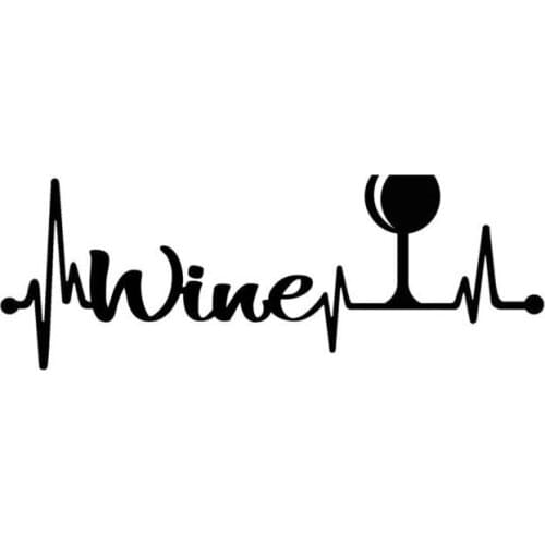 8"*3.5" Wine Glass Heartbeat Lifeline Funny Vinyl Decal Sticker Car Stickers Window