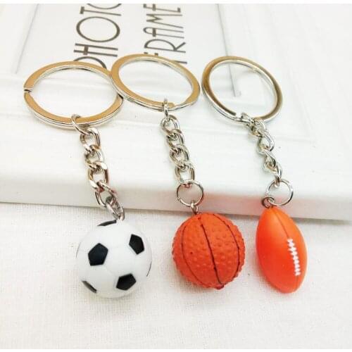 Resin Cute Colorful Football Basketball Simulation Key Chains Key Rings Bag Accessories Gift For Friends 10pcs/lot