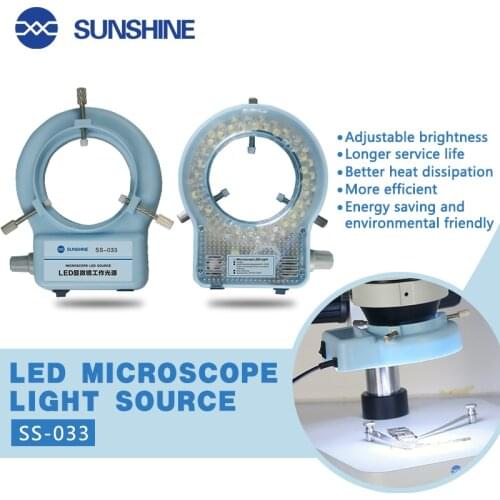 Sunshine SS-033 LED Microscope Integrated LED Ring Light Source Monocular Binocular Stereo Microscope Ring Light