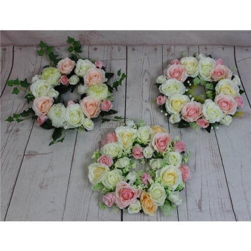 SPR Artificial Decorative Flowers Wreaths Wedding Flower Head Wreath Silk Rose Flowers Wreath Crown