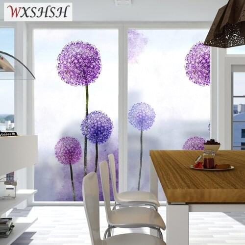Custom Size Static Cling Window Film Dandelion Style Decorative Privacy Protection Frosted Glass Sticker For Window Door Cabinet