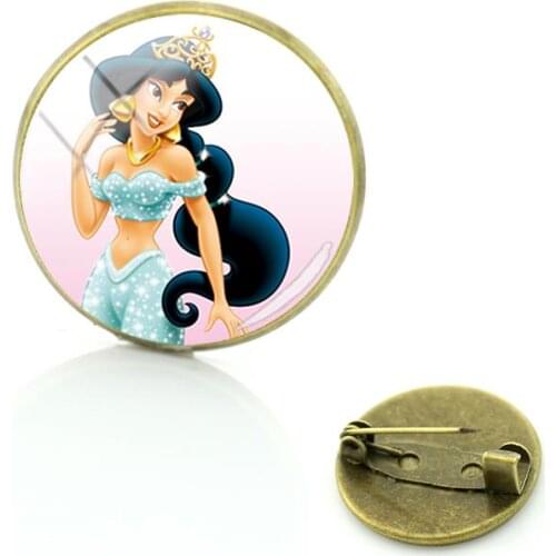 Disney Ariel Belle Jasmine Princess Brooch Brooch Jewelry Tasteful Brooch Glass Cabochon Dome Jewelry