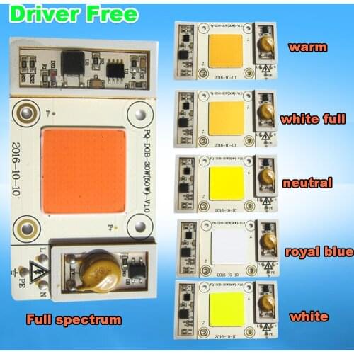 1pcs 50w 220v COB LED Driver Free Cool White / Warm / Neutral / Bule / White Full Spectrum Grow Led lamps Light For Plants