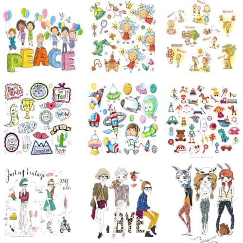 Iron on Transfer for Clothing Thermoadhesive Patches Stickers Diy Letter Cute Patch Textile Vinyl Stripes Appliques for Dress C