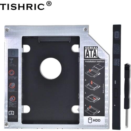 TISHRIC Hot Sale for Notebook CD DVD ODD 2nd HDD Caddy 9.5 12.7mm SATA With LED Indicator For 2.5 SSD Case HDD Enclosure Optibay