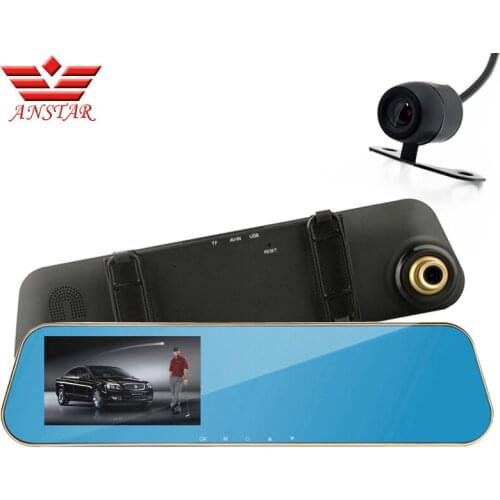 ANSTAR 4.3" Rearview Mirror Car DVR with two Camera FHD 1080P Video Recorder Dual Lens G-sensor DVR Mirror Automobile Dash cam