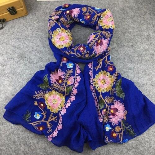 Vintage Embroidery Chinese Womens Cotton Linen Scarf Shawl Flower Stole Cape Spring Autumn Hot Sale Wrap Hijab Chal 180*90 1507