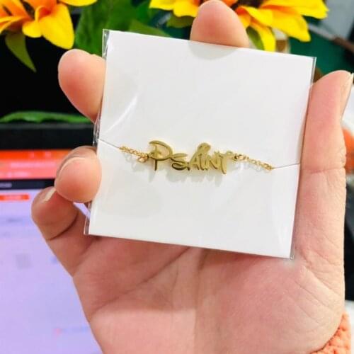 Womens Fashion Name Necklaces Stainless Steel Rose Gold Nameplate Custom Initials Letter Necklace Collier Femme 2021 BFF Gifts