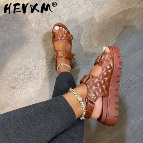 2021 Spring/summer Women New Outdoor Leisure Ms Slippers Beach Double Layer Leather Thick Bottom All-match Flat Sandals