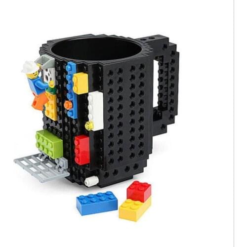 12oz 10 colors Lego Building Blocks Cube Mug Milk Tea Coffer Block Puzzle Type Self Stirring Mug Block Puzzle Mugs