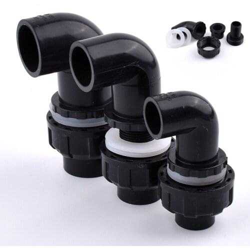 20-50mm L Type Black PVC Pipe Connectors Quality Fish Tank Drain Pipe Joints Garden Irrigation Water Supply System Accessories
