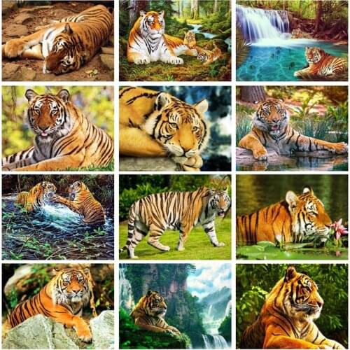 5D Diamond Painting Tiger Picture Of Rhinestones Diamond Embroidery Animals Full Square Round Mosaic Home Decoration