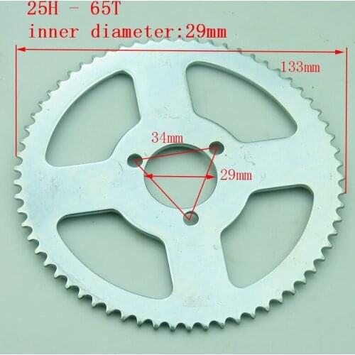 Free shipping 25H 65t 29MM Rear Sprocket fit Mini Moto ATV Quad Dirt Pit Pocket Bike Chopper Bike Motorcycle Motocross