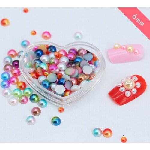 Free Shipping 6mm 5000pcs, ABS Half Round Imitation Pearls Beads,Flatback Pearls,DIY Beads For Clothing/ Phone/Crafts Nail Art